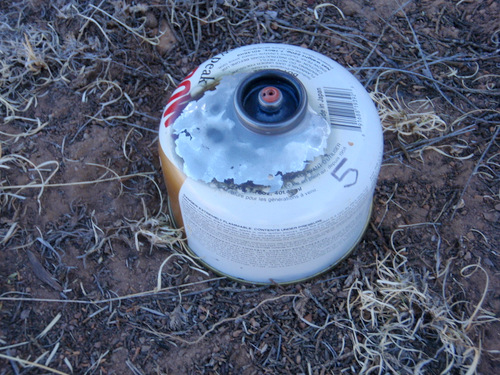 A picture of our burned out canister bottle.